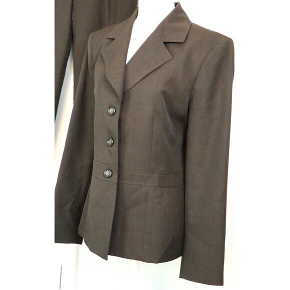 Le Suit Brown Pant Suit Bootcut Straight Wide Leg Corporate Business Work 12 - Picture 5 of 8